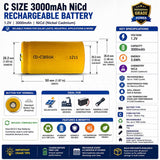 Generic C Button Top Nicd Rechargeable Battery - 3000 Mah Other CB Range