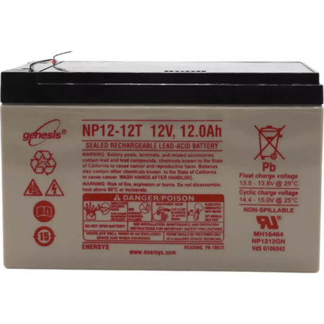 Genesis NP12-12T Battery from Enersys, 12V 12Ah, F2 terminal Sealed Lead Acid Enersys