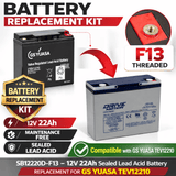 GS Yuasa TEV12210 Replacement Battery 12V 22Ah AGM Sealed Lead Acid CB Generic