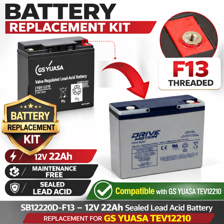 GS Yuasa TEV12210 Replacement Battery 12V 22Ah AGM Sealed Lead Acid CB Generic