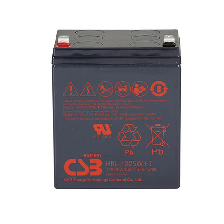 HRL1225W CSB Battery, 12V, 25W 5.8Ah with F2 terminals Sealed Lead Acid CSB