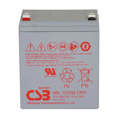 HRL1225W CSB Battery, 12V, 25W 5.8Ah with F2 terminals Sealed Lead Acid CSB