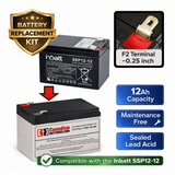 Replacement battery for the Inbatt SSP12-12, 12 Volt 12Ah, F2 Terminal Sealed Lead Acid CB Generic
