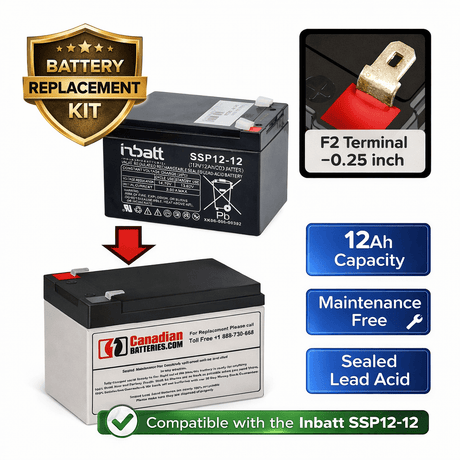 Replacement battery for the Inbatt SSP12-12, 12 Volt 12Ah, F2 Terminal Sealed Lead Acid CB Generic