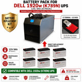 Dell 1920W K789N UPS Replacement Battery Pack 12V 9Ah 6-Pack UPS Batteries CB Range