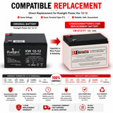 12V, 12Ah, replacement battery for Kweight Power Kw 12-12 with F1 terminals Sealed Lead Acid CB Generic