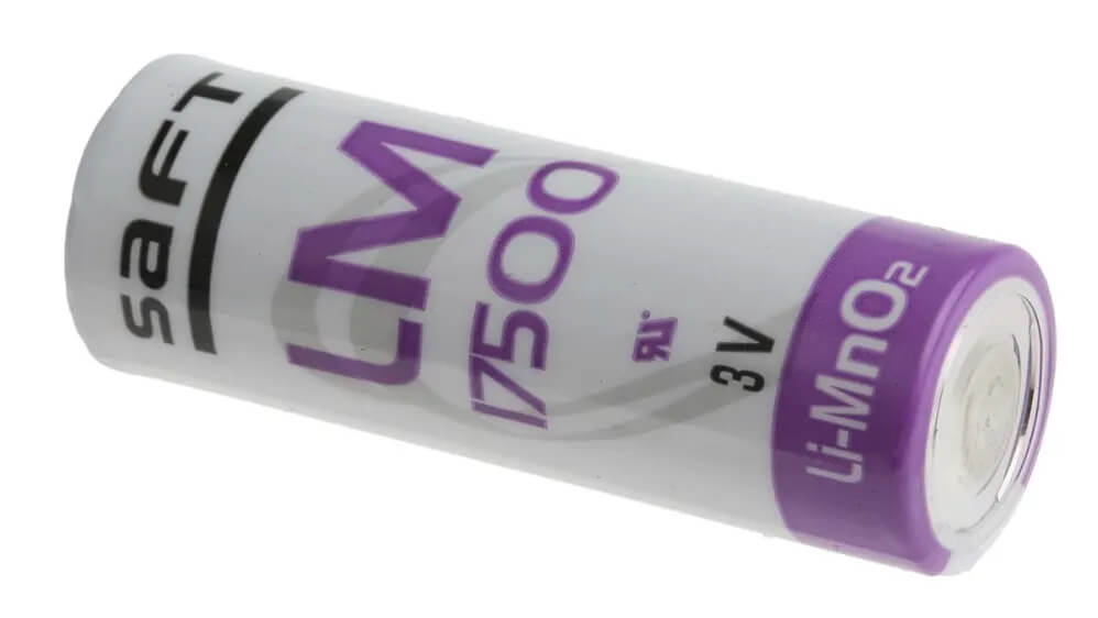 Saft LM17500 A Size 3V Lithium Cylindrical Battery Cell, Intrinsically Safe Design Saft Batteries Saft Lithium Batteries