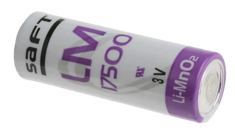 Saft LM17500 A Size 3V Lithium Cylindrical Battery Cell, Intrinsically Safe Design Saft Batteries Saft Lithium Batteries