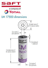 Saft LM17500 A Size 3V Lithium Cylindrical Battery Cell, Intrinsically Safe Design Saft Batteries Saft Lithium Batteries