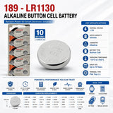 189 - Lr1130 1.5 Volt Alkaline Battery Replacement (Card of 10) Coin Cell Batteries Maxell