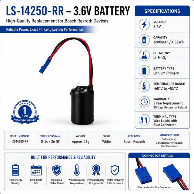 R911277133 Battery For Bosch Rexroth Servo Motor Drive Control Systems 3.6v, 1200mah - 4.32wh Other Batteries BB Generic
