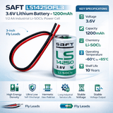 Saft Ls14250 1/2 Aa 1200mah Lithium Battery With 3-inch Fly Leads Saft Batteries Saft Lithium Batteries