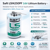 Saft Ls14250 1/2 Aa Pc Pins Dual Single Pin Terminal Battery Saft Batteries Saft Lithium Batteries