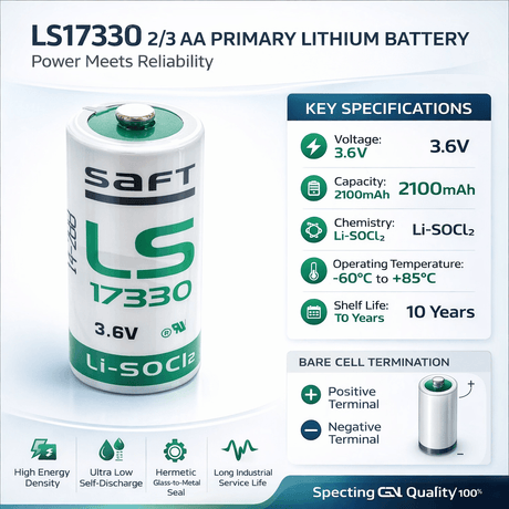 Saft Ls17330, Ls-17330 Lithium Battery, 2/3 A 3.6v, 2100mah Saft Batteries Saft Lithium Batteries