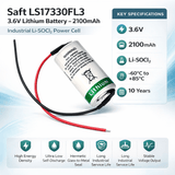 Saft Ls17330, With 3 Inch Fly Leads, 2/3 A 3.6v, 2100mah Battery