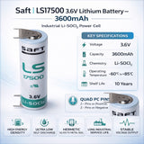 Saft Ls17500 A-size 3.6v 3600mah Battery With Quad Pc Pins