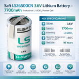 C Size 3.6v 7700mah Saft Ls26500 Battery With Parallel Tabs Saft Batteries Saft Lithium Batteries