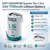 Opposite Tabs C-size 3.6v 7700mah Saft Ls26500 Lithium Battery Saft Batteries Saft Lithium Batteries