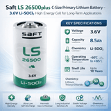 Saft Ls-26500plus, Ls 26500plus 3.6v C Size Lithium Battery (er26500) Saft Batteries Saft Lithium Batteries