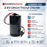 LS33600-CN1 Replacement Battery for Flow Analyzers – 3.6V 17000mAh Li-SOCl₂ Equipment, Survey, Test BB Generic