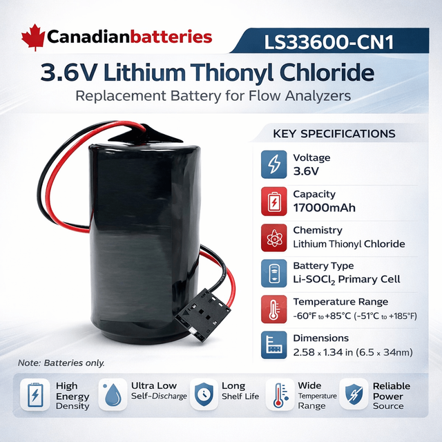 LS33600-CN1 Replacement Battery for Flow Analyzers – 3.6V 17000mAh Li-SOCl₂ Equipment, Survey, Test BB Generic