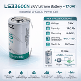 Saft 3.6v 17000mah D-size Battery With Unidirectional Tabs Saft Batteries Saft Lithium Batteries