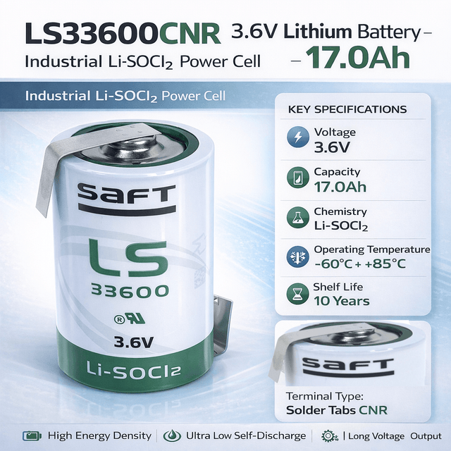 Opposite-tabbed D-size 3.6v 17000mah Saft Ls33600 Battery Saft Batteries Saft Lithium Batteries