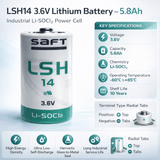 C-size 3.6v 5800mah Saft Lsh14 Battery Saft Batteries Saft Lithium Batteries