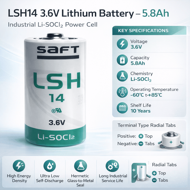 C-size 3.6v 5800mah Saft Lsh14 Battery Saft Batteries Saft Lithium Batteries