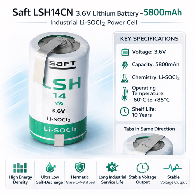 Saft Lsh14 C-size 3.6v 5800mah Battery With Unidirectional Tabs Saft Batteries Saft Lithium Batteries