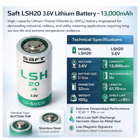 Saft Lsh20 3.6v D Size Lithium Battery 3.6v - Non Rechargeable Saft Batteries Saft Lithium Batteries