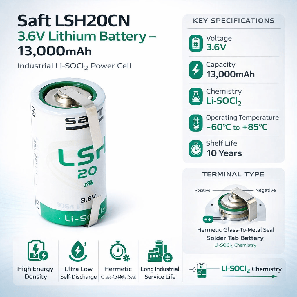 D-size 3.6v 13000mah Saft Lsh20 Battery With Unidirectional Tabs