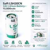 D-size 3.6v 13000mah Saft Lsh20 Battery With Unidirectional Tabs
