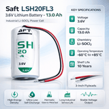 Saft Lsh20d Size Battery 3.6v, 13000mah With 3 Inch Fly Leads Saft Batteries Saft Lithium Batteries