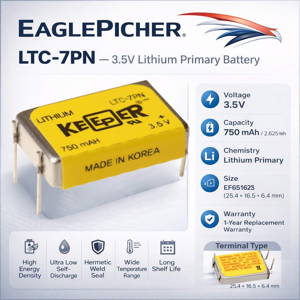 Battery For Eagle Picher Ltc-7pn, Ef651625 Keeper Ii Battery 3.5v, 750 Mah - 2.625wh Other Batteries BB Generic