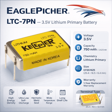 Battery For Eagle Picher Ltc-7pn, Ef651625 Keeper Ii Battery 3.5v, 750 Mah - 2.625wh Other Batteries BB Generic