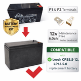 Leoch CPS5.5-12, LP12-5.0 replacement battery, 12v, 6.0ah Sealed Lead Acid (Special) CB Generic