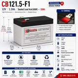 12V, 1.2Ah, replacement battery for Leoch Lp12-1.2 with F1 terminals Sealed Lead Acid CB Generic