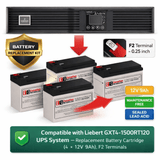 Liebert GXT4-1500RT120 UPS System, Battery Cartridge 4 X 12v 9ah UPS Batteries CB Range