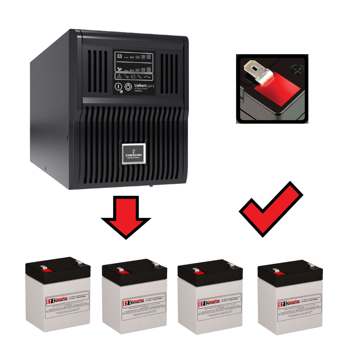 Batteries For Liebert Gxt3-1000mt120 - 1000va/900w UPS, 4 X 12v, 5ah - 60wh UPS Batteries CB Range