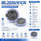 ML2020/H1CN 3V Rechargeable Lithium Coin Cell Battery Coin Cell Batteries Panasonic
