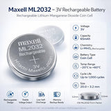 Maxell ML2032 3V Rechargeable Lithium Coin Cell Battery – 65mAh | Direct Replacement for Panasonic ML2032 Coin Cell Batteries Panasonic
