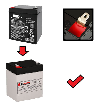 12V, 5Ah, replacement battery for Mk Es5-12 with F1 terminals Sealed Lead Acid CB Generic