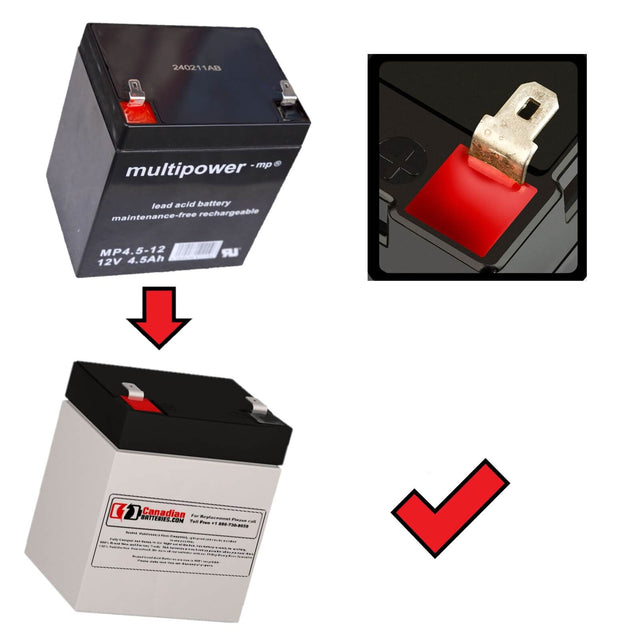 12V, 4,5Ah, batterie de remplacement pour Multipower Mp4.5-12 avec bornes F1 Acide Plomb Scellé CB Générique