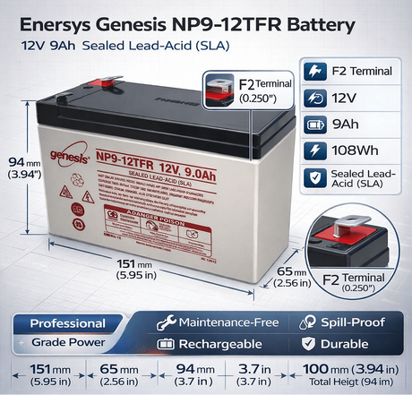 Flame Retardant Case Enersys Genesis Np9-12tfr Battery Sealed Lead Acid (Special) Enersys