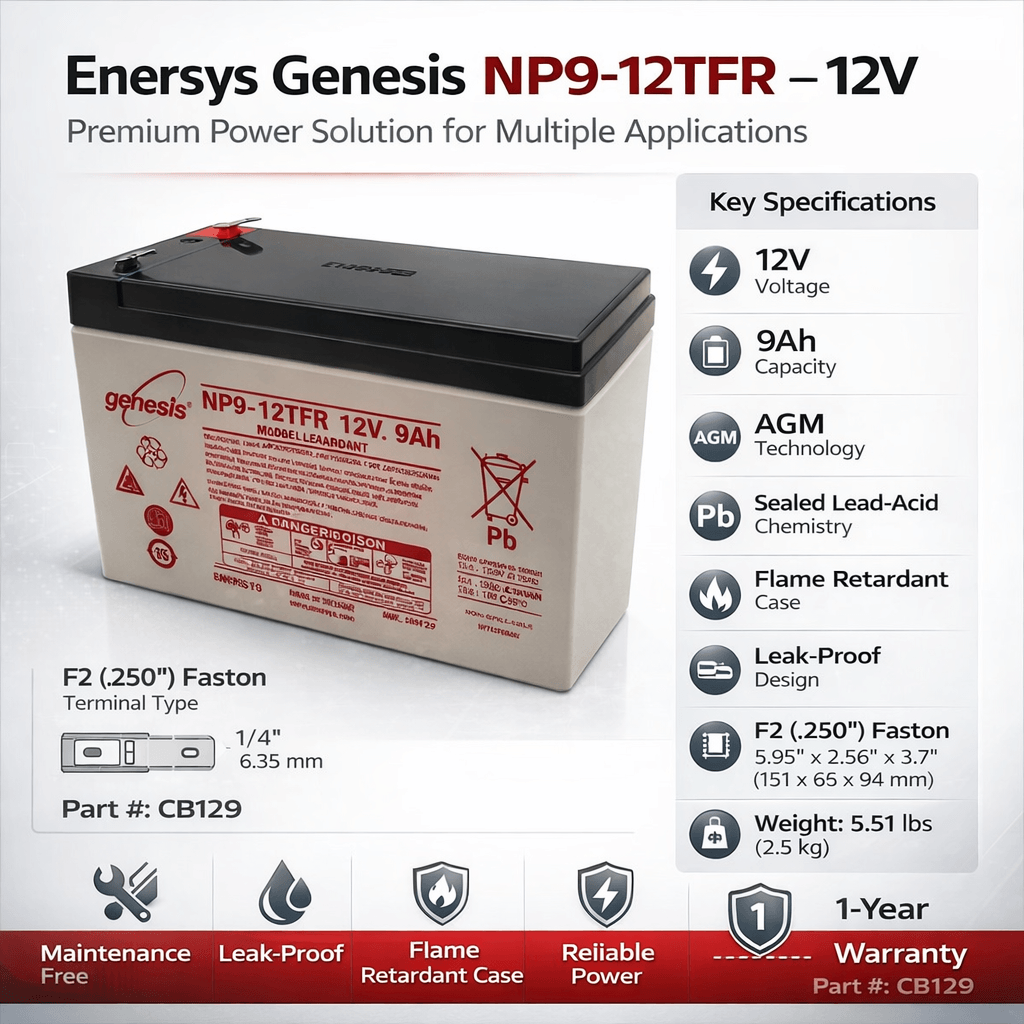 Flame Retardant Case Enersys Genesis Np9-12tfr Battery Sealed Lead Acid (Special) Enersys