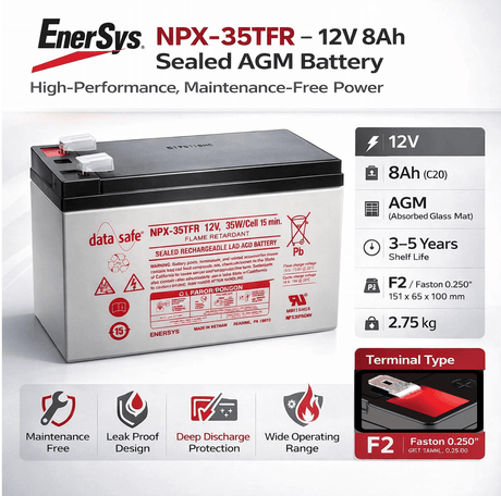 NPX-35TFR Battery with Flame Retardant Case from Enersys Genesis Sealed Lead Acid (Special) Enersys