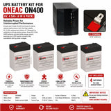 Oneac On400 UPS Battery Replacement Kit 6V 4.5Ah AGM 4 Pack UPS Batteries CB Range