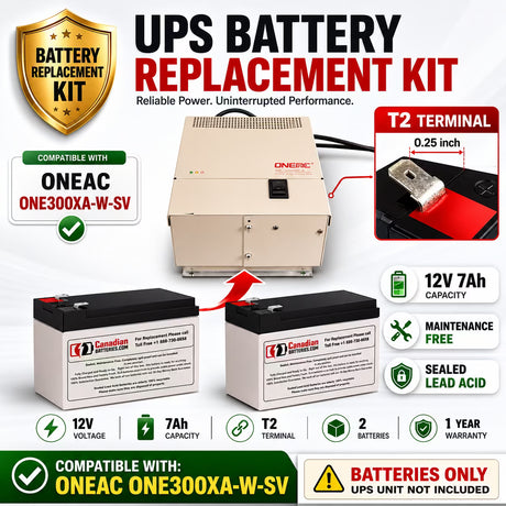 Oneac One300xa-w-sv UPS Battery Replacement 12V 7Ah AGM 2 Pack UPS Batteries CB Range