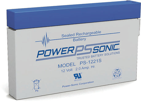 Powersonic PS1221S, 12V 2.0AH Battery with side contacts Sealed Lead Acid Powersonic